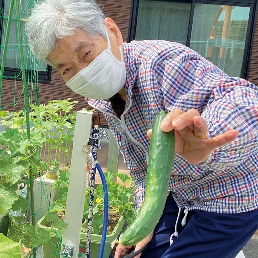 園庭で