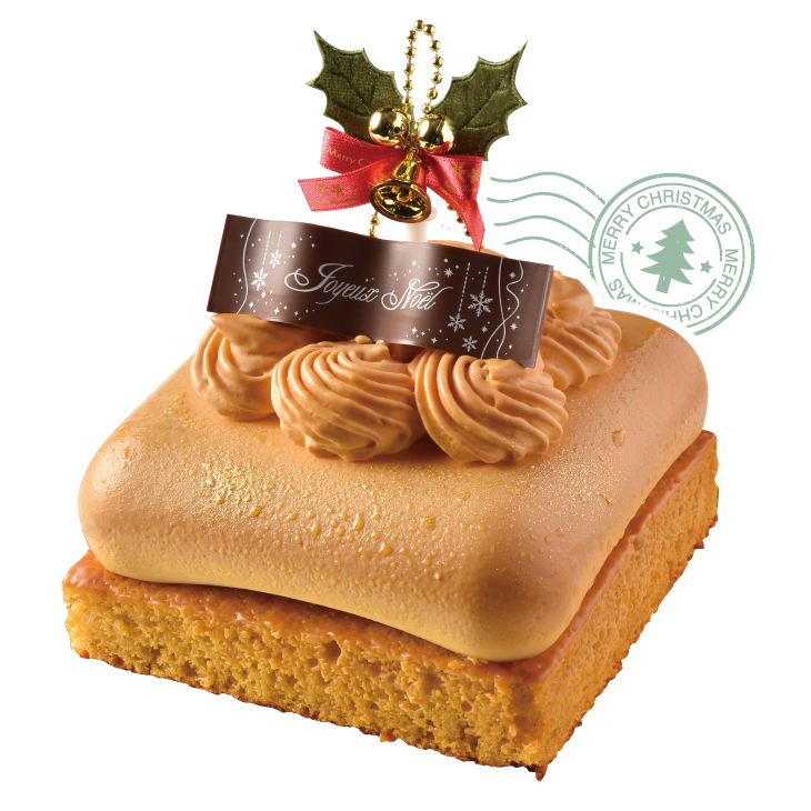 木津川市・+Marsh Mallow(マシュマロウ)。人気のムースケーキ3種が クリスマス限定サイズで登場! スイーツ男子も通う注目店からは、甘さひかえめで味はしっかり、食べ応え満点のキャラメルバナナ。バナナケーキにたっぷり濃厚バニラとキャラメルムース、中に詰まったバナナの食感を楽しんで。他に抹茶、レアチーズタイプの定番3種から選べる。
